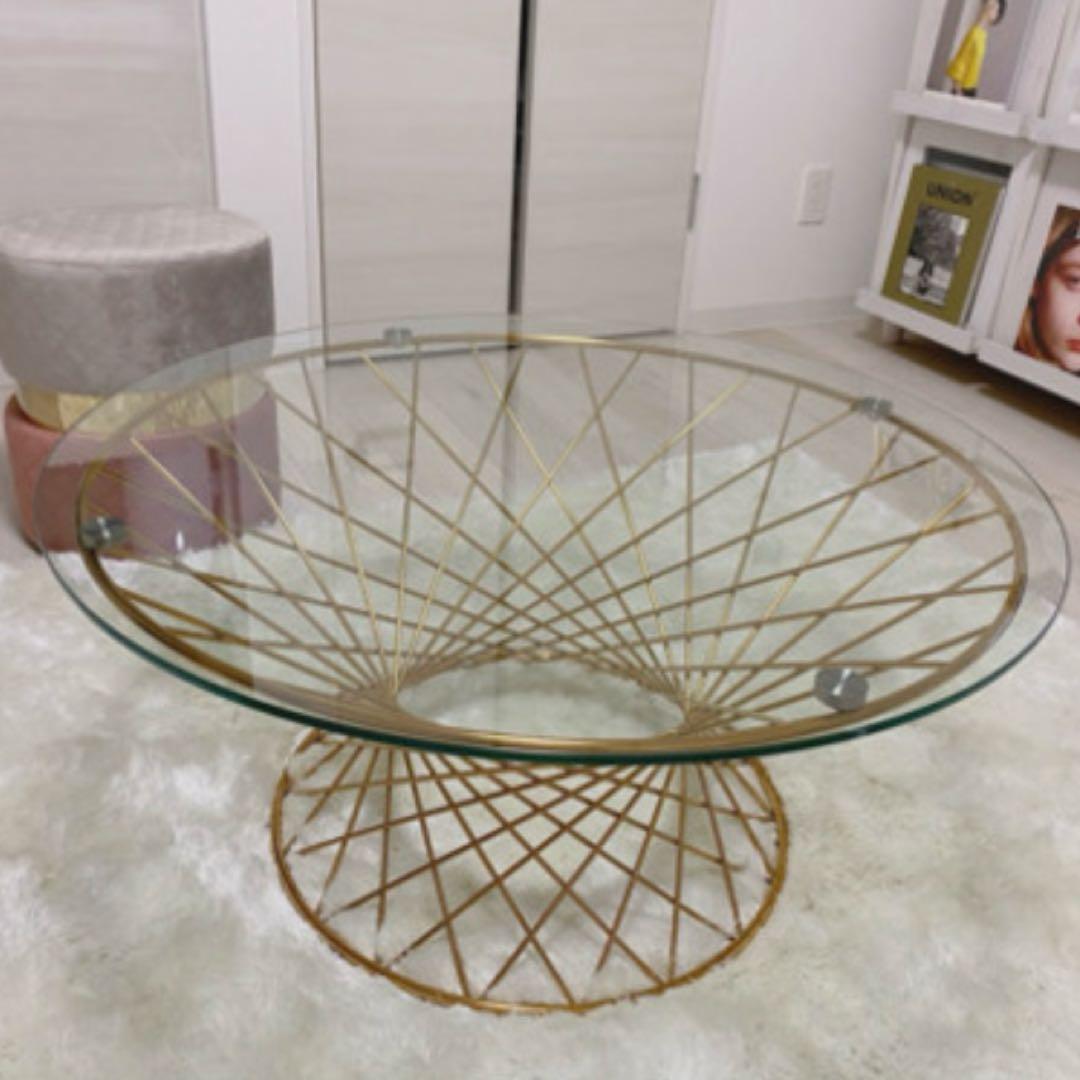 フランフラン ガラステーブル コーヒーテーブル クリア×ゴールド
