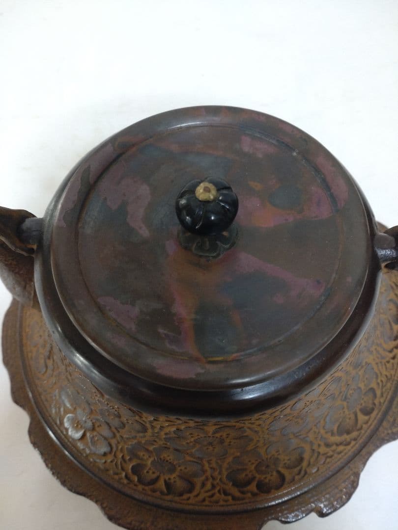 鉄瓶 龍盛堂 桜紋鉄瓶 栞 茶道具 煎茶道具