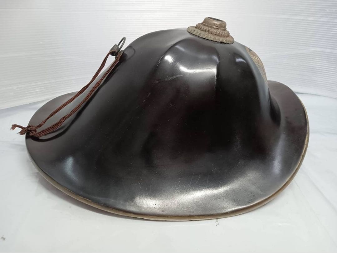 骨董　家紋入　陣笠　武士防具　漆塗　アンティーク　インテリア　置物