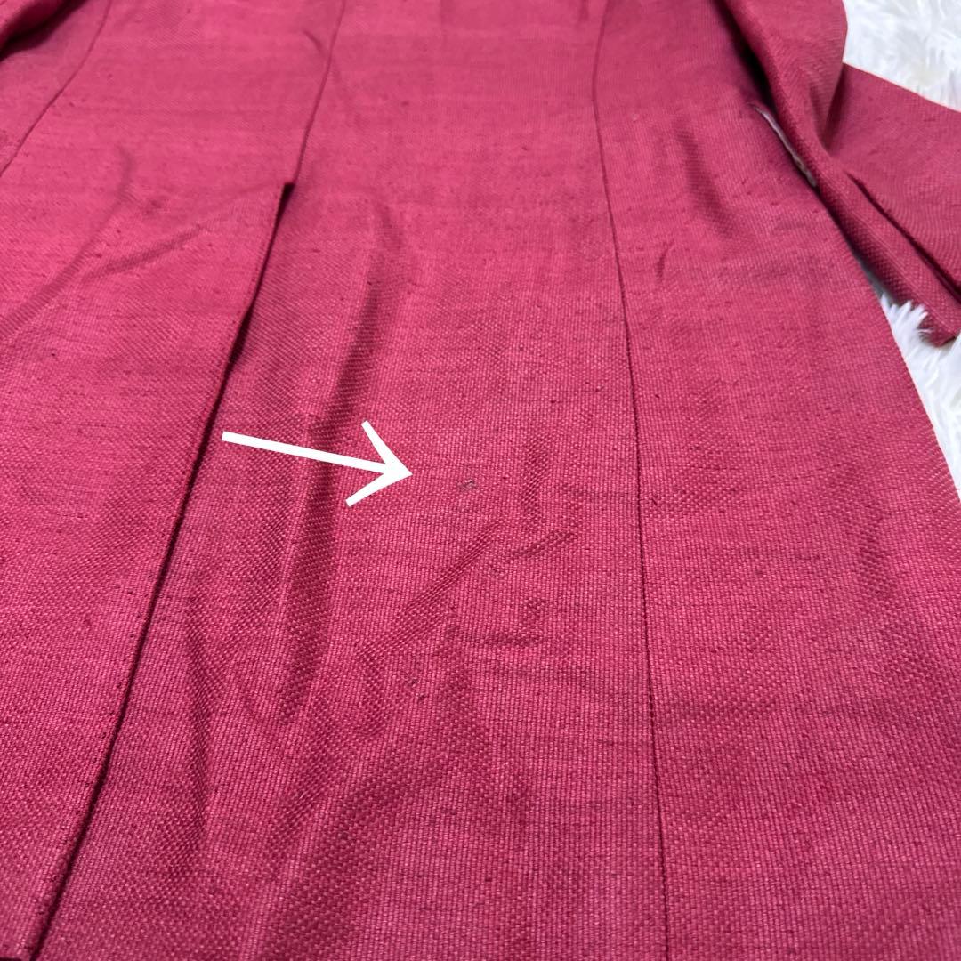 kiton キートン　コート　チェスターコート　麻　赤系