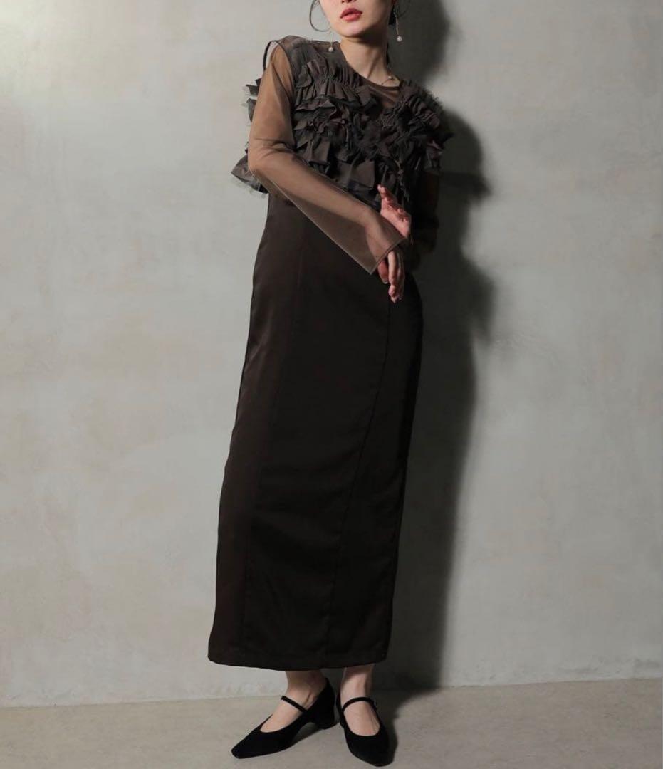 kana ボリュームフリルベスト シアートップス キャミワンピ 3点セット M