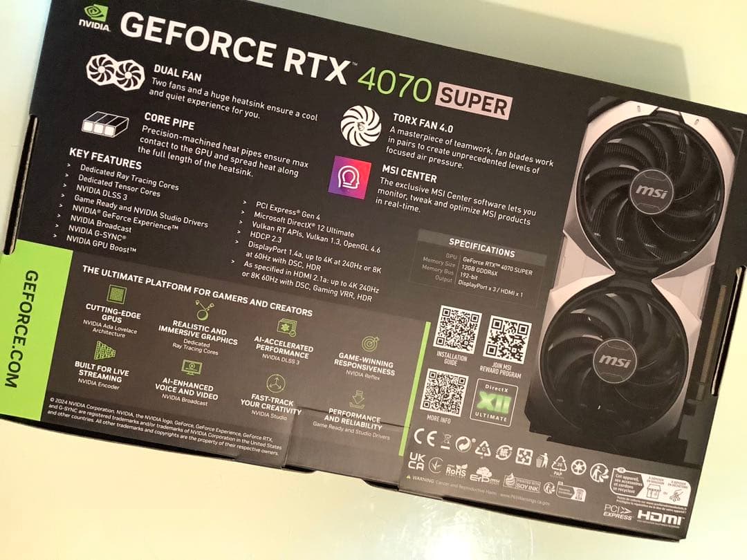 グラフィックボード・グラボ・ビデオカード MSI / GEFORCE RTX 4070 SUPER OCedition