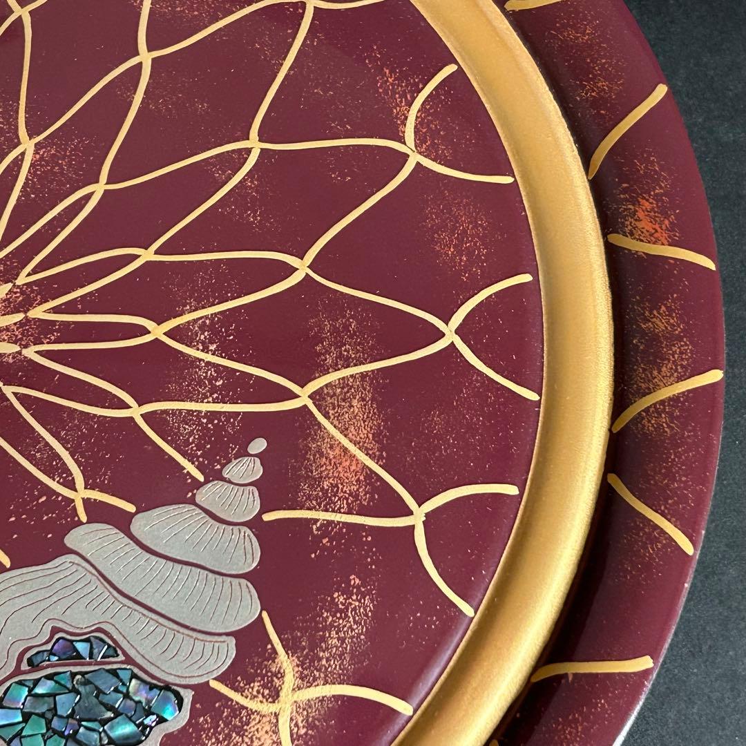 木製 漆器 金蒔絵 銀蒔絵 漆塗り らでん細工 手描き 盛り皿