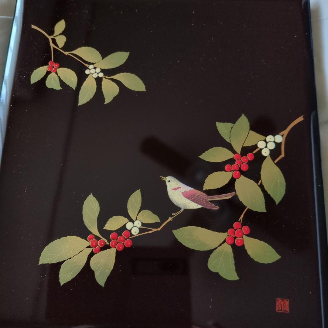 鳥柄漆器 黒地　花見鳥さえずり　アルバム