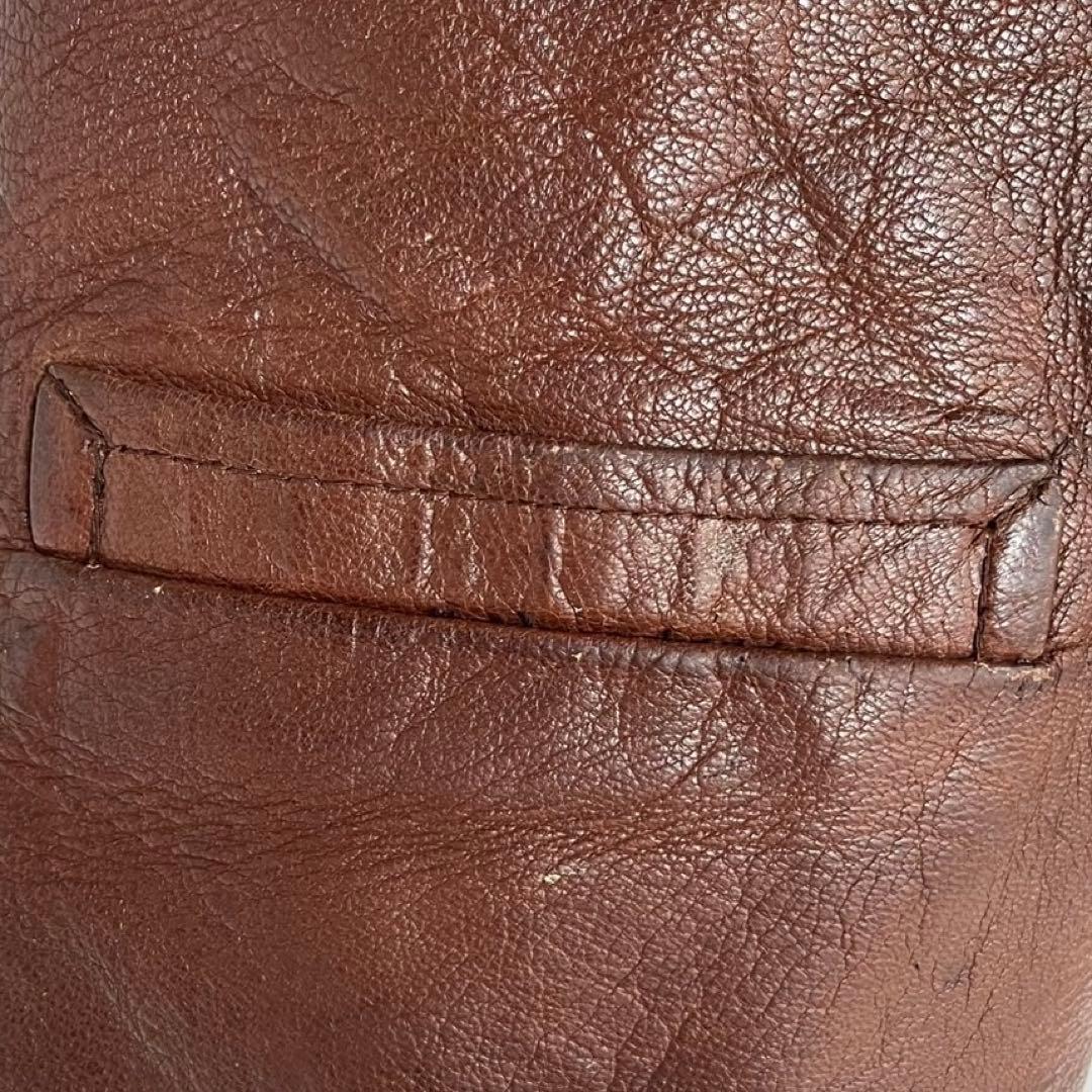 60s 70s ユーロ レザーベスト ヴィンテージレザー ヨーロッパ 古着 茶