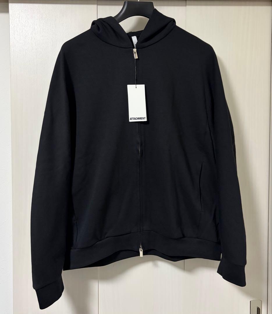 ATTACHMENT コットン/ポリエステルダブルニット ジップアップフーディ