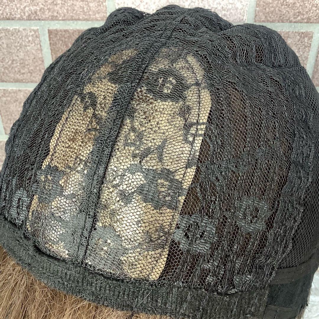 人毛100% 手植え医療用 フルウィッグ ウィッグ ショート ブラウン 3D前髪