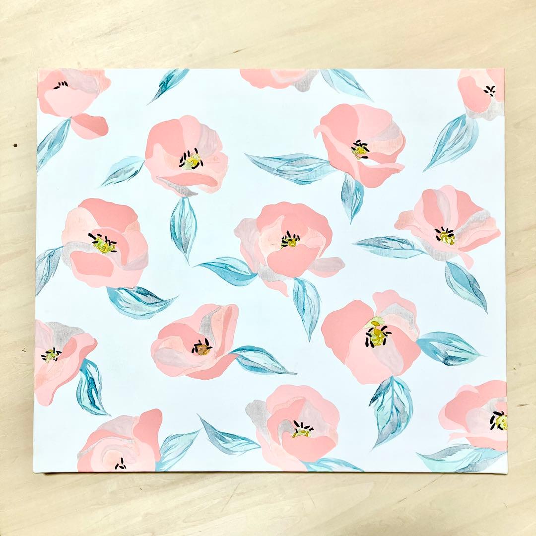 花柄アクリル絵画 大きめF10号キャンバス＊植物　インテリア　原画