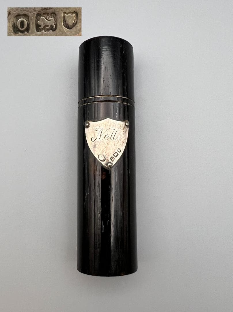 スターリングシルバー マウント付き 黒檀製 ハットピンホルダーボックス 1909