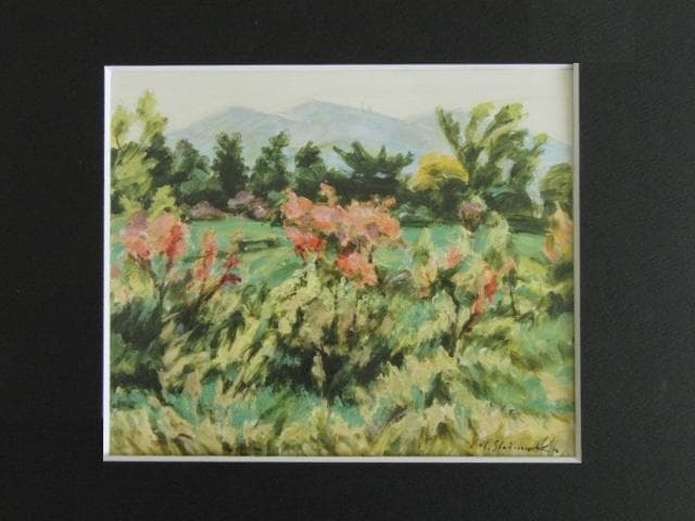 島岡實、【過ぎ去りし日】、希少な額装用画集画、新品高級額 額装付、状態良好