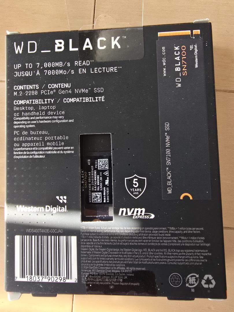 新品未開封　WD_Black SN7100 NVMe SSD 4TB