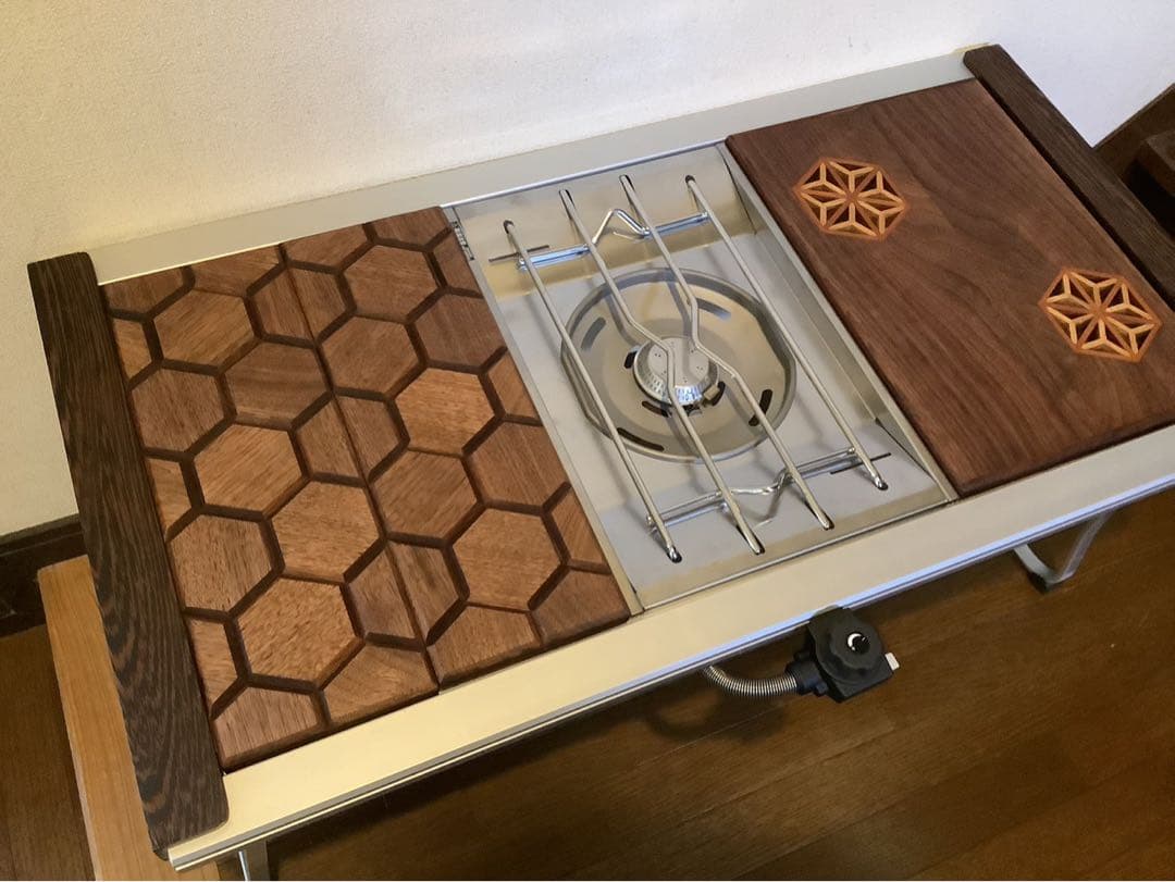 IGTテーブル天板　ハーフユニット2枚　ヘキサゴン128ウォールナット