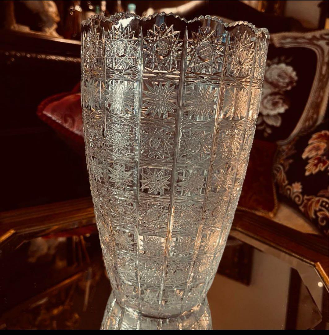 湯布院アンティーク 超高級ボヘミア フラワーベース500pkクリスタル 特大花瓶