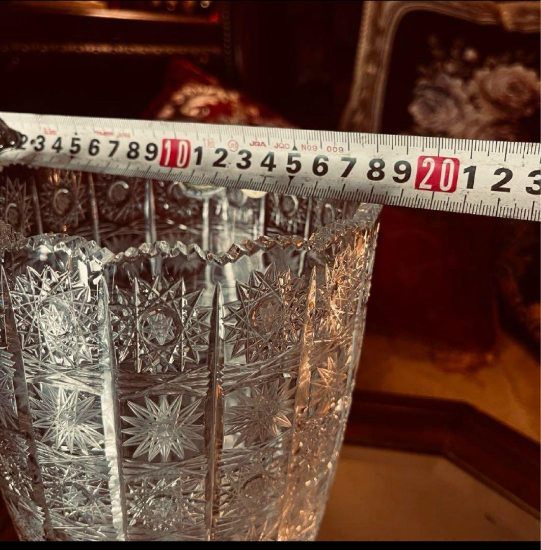 湯布院アンティーク 超高級ボヘミア フラワーベース500pkクリスタル 特大花瓶