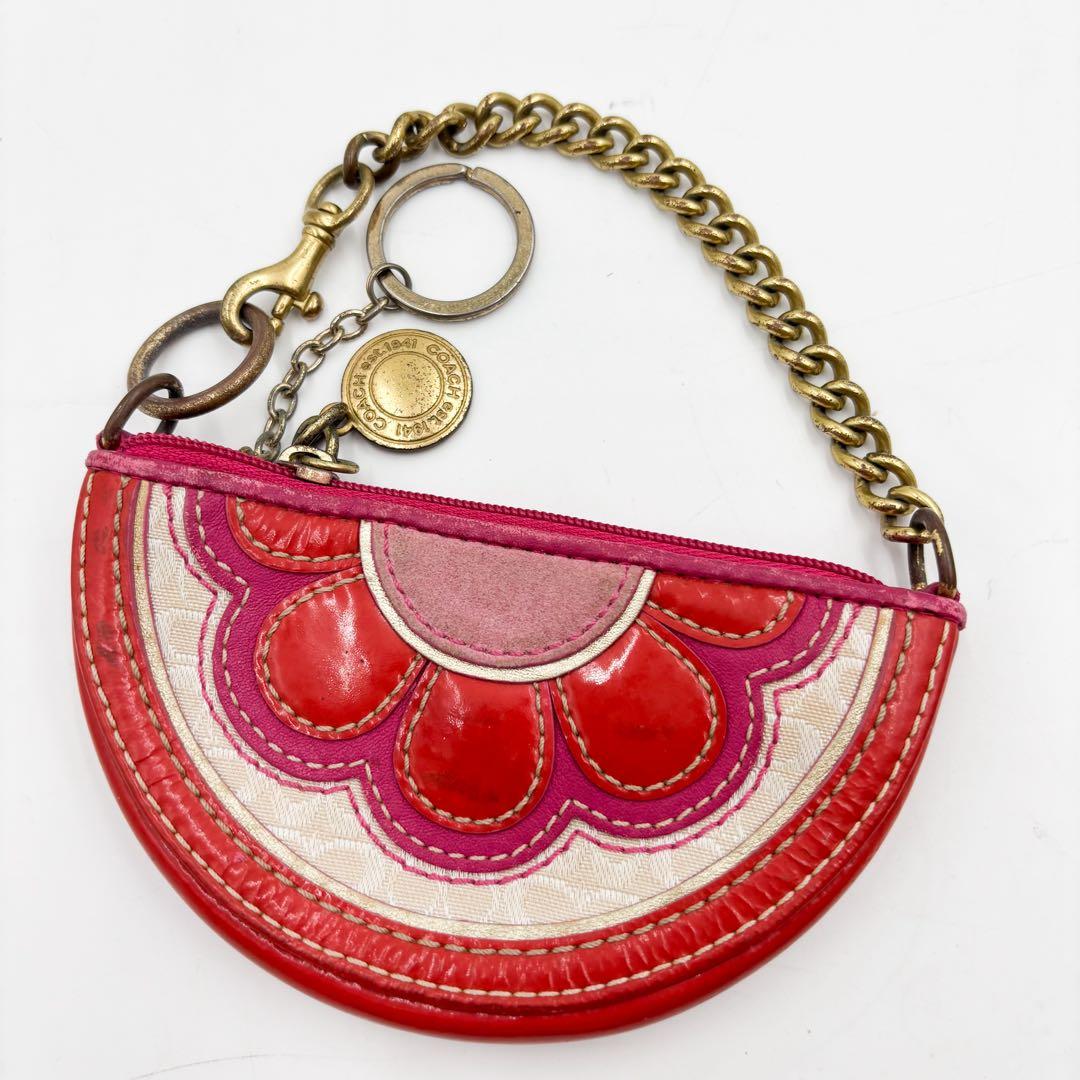 超激レア✨ コーチ 財布　ケース フルーツ チェーン ミニシグネチャー