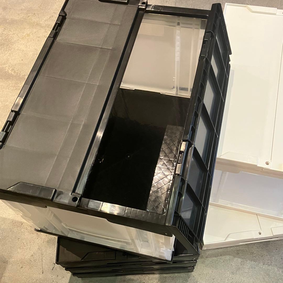 折りたたみコンテナ 50L ブラック ホワイト 業務用 6個 松本産業 フタ付き