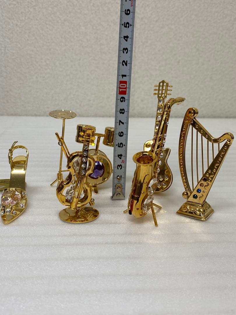 3-2673 スワロフスキー　ミニチュアハイヒール・楽器5点セット