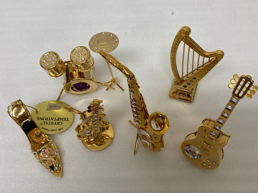 3-2673 スワロフスキー　ミニチュアハイヒール・楽器5点セット