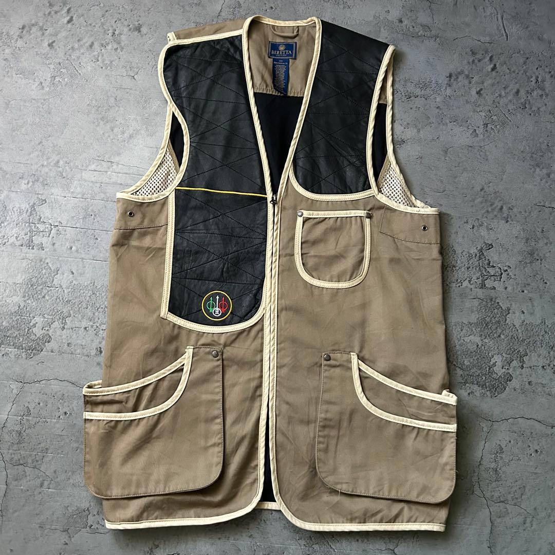 Beretta 本革 レザー XL メッシュバック ベスト ブラック ベージュ