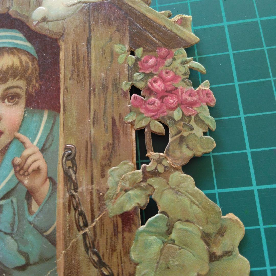 珍品　愛らしい子どもの大きめクロモス　補修跡あり　フランス　蚤の市　アンティーク