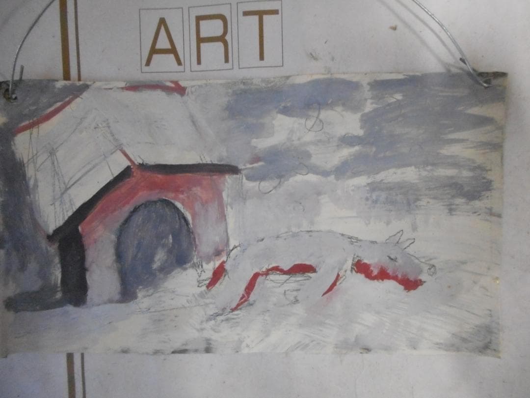 雪の降る朝の赤