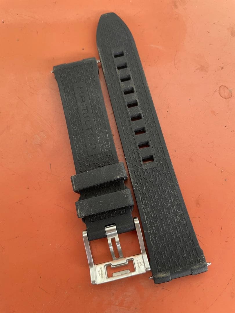 ハミルトン カーキ ネイビー ラバーベルト 20mm 純正
