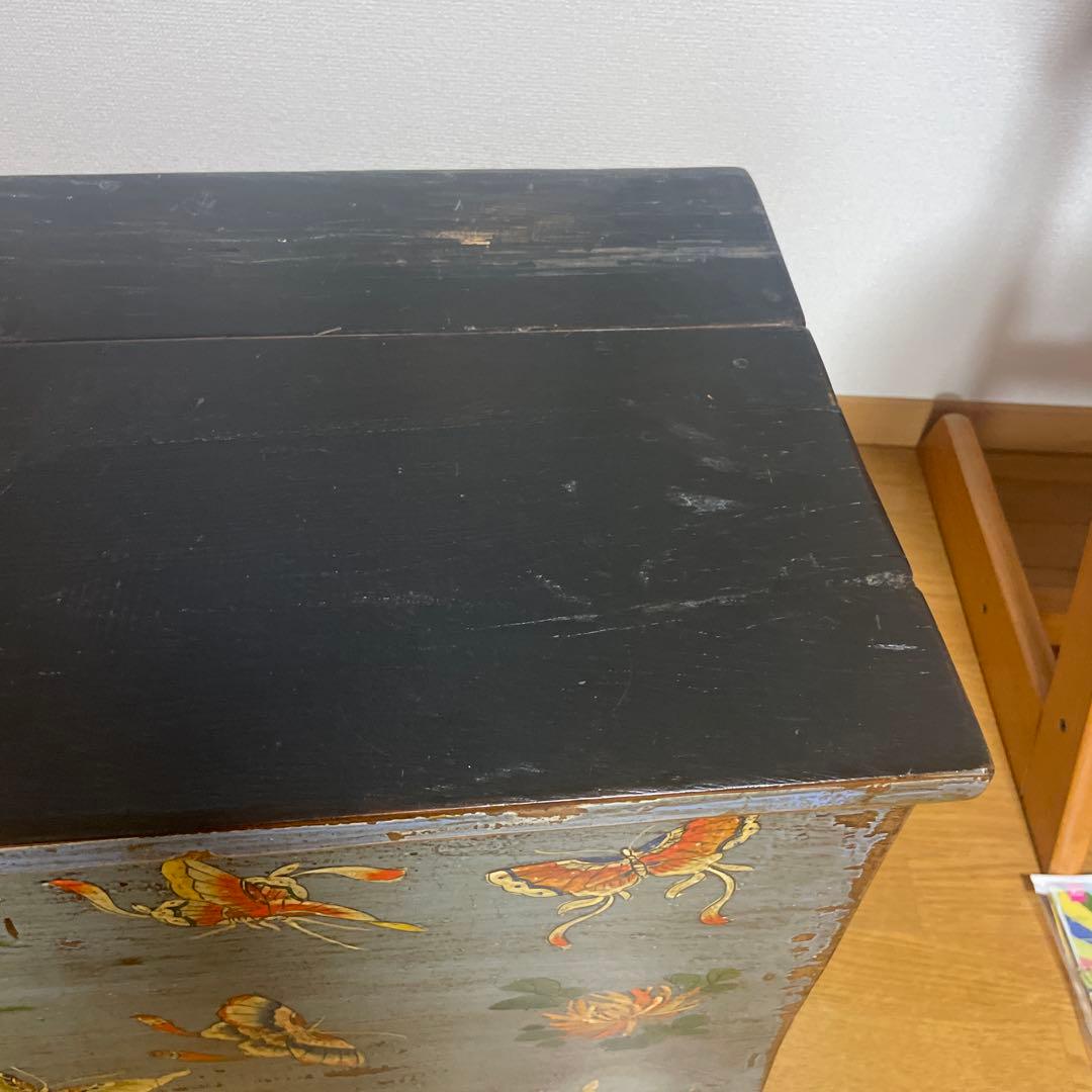 (Rihi24様用)青色の装飾木製収納箱　アンティーク　中国家具　アジアン