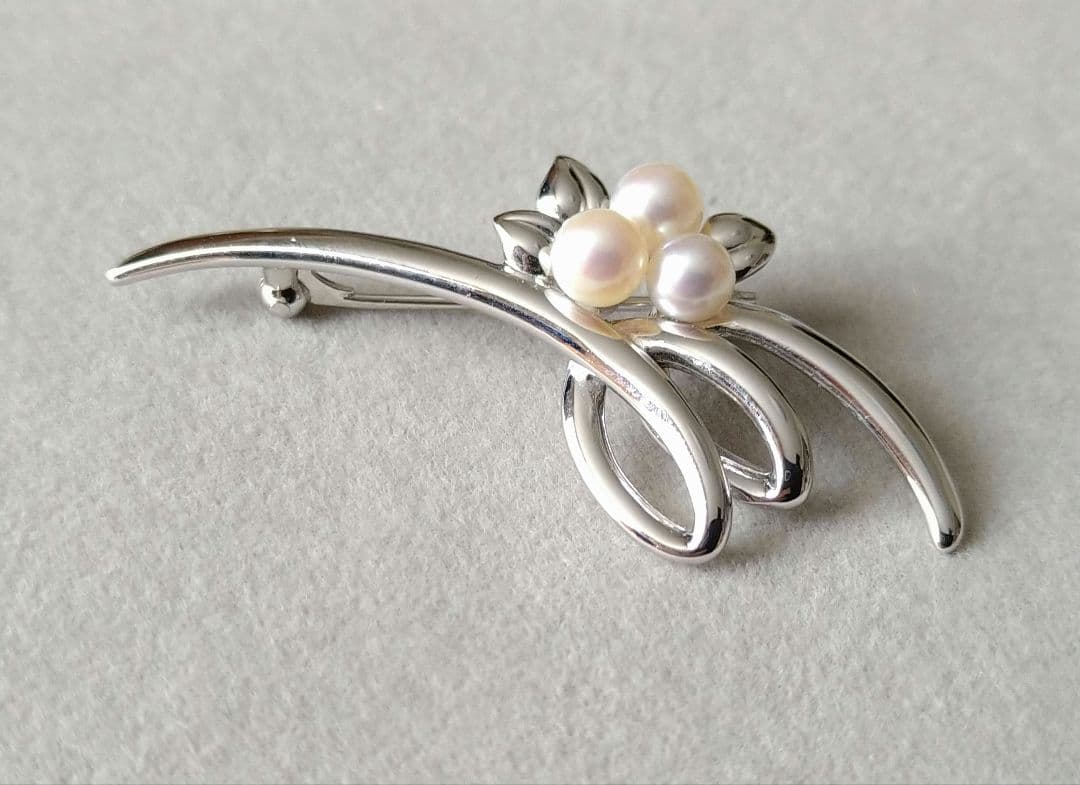 MIKIMOTO ミキモト パール シルバー ブローチ
