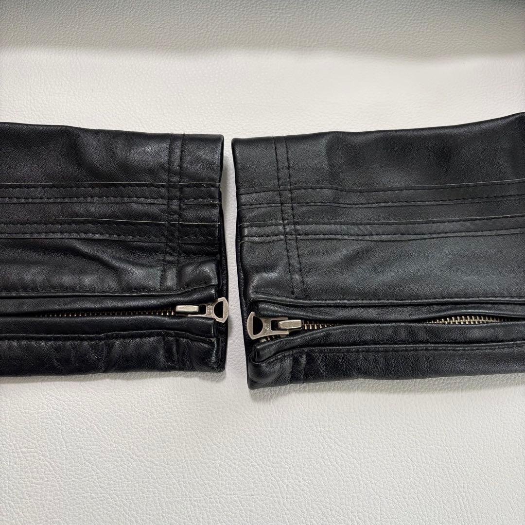 メンズビギ[羊革 キルティング レッド]ライダースジャケット Lサイズ ブラック