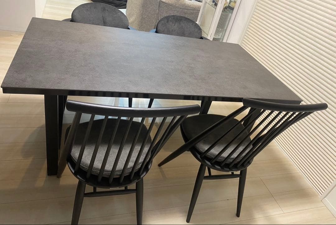 定価50万！！【最終値下げ】ダークグレー ダイニングテーブルと椅子4脚セット