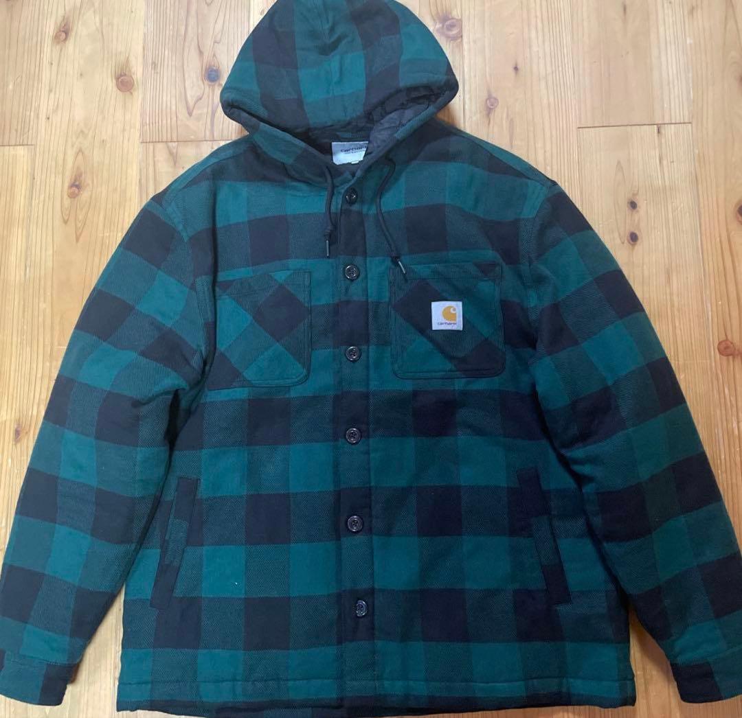 Carhartt フード付きジャケット 緑と黒チェック