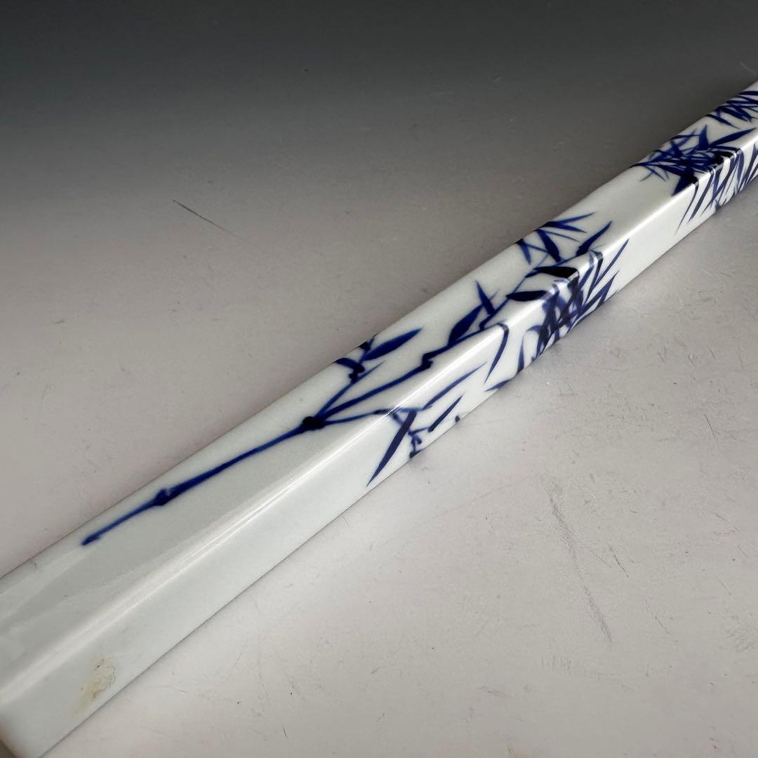 香道具　染付　竹絵　香筒　御室焼　和善　共箱　陶芸　線香入　煎茶道具