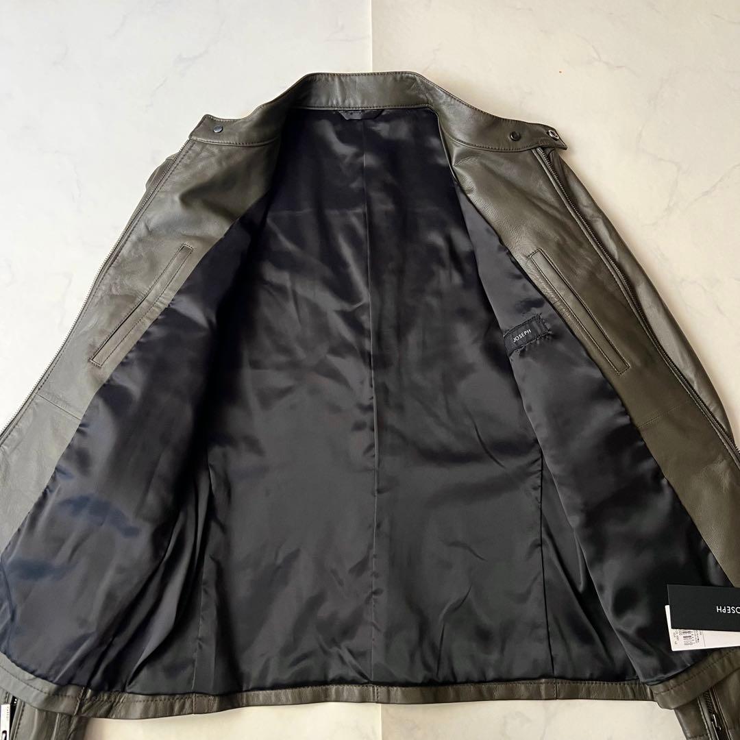 未使用タグ付 ジョゼフ レザージャケット ラムレザー ブラウン カーキ 46 M