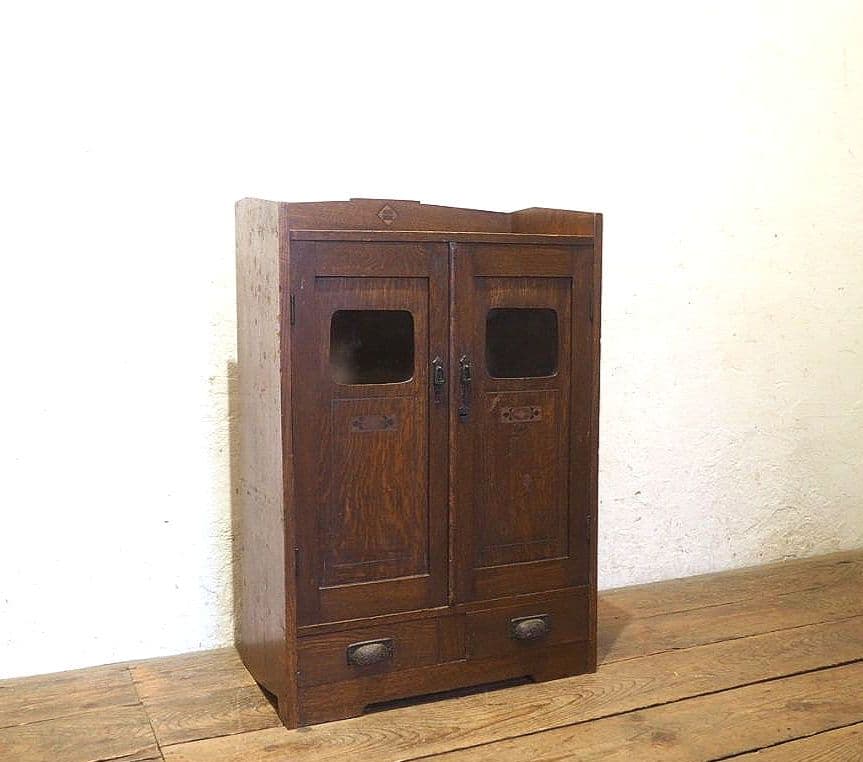 1305　アンティーク　象嵌細工の飾り棚　食器棚　キャビネット　ガラスケース