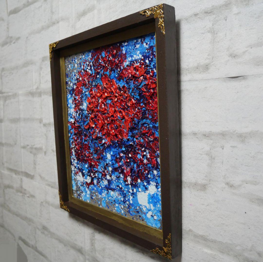 油絵 油彩 油彩画 絵 絵画【梅雨の赤い紫陽花の雨】