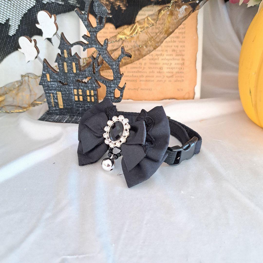ハロウィン、ゴスロリタイプ(ブラック)わんちゃん猫ちゃん用首輪