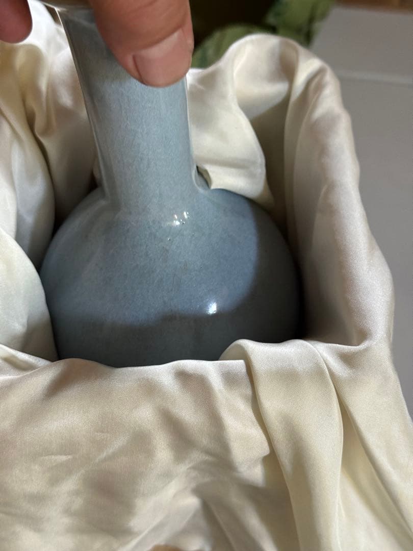 ‼️早速半額‼️リサイクルFORT‼️旧家から直送唐物⑦‼️汝窯長頭下◯瓶（卵青）花瓶‼️