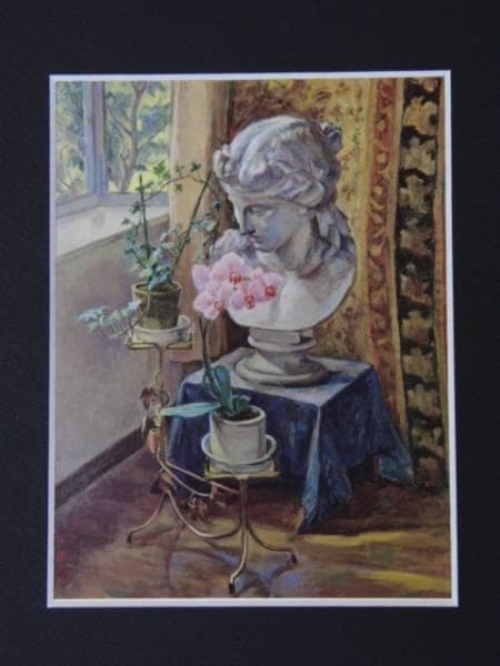 大縄久恵、【朝の窓辺】、希少な額装用画集より、新品額装付