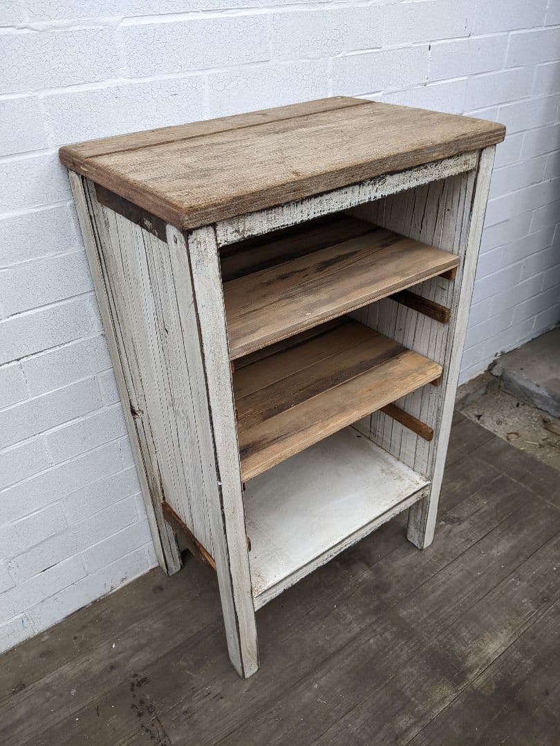 古材飾り棚　白