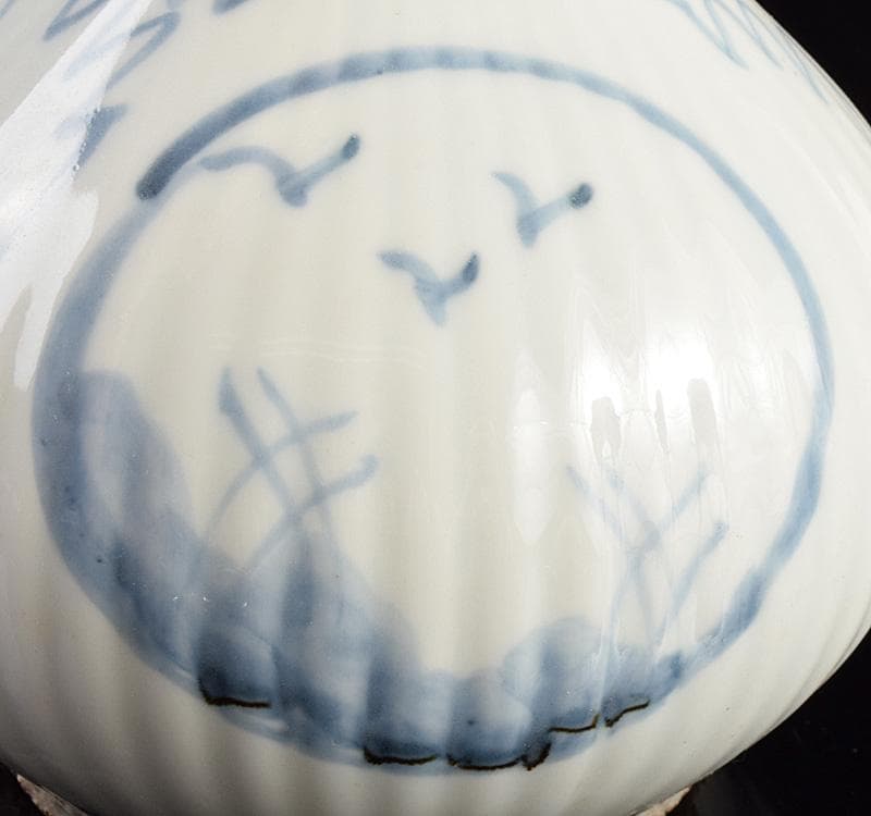 朝鮮美術　李朝　高麗白磁　染付　花文　一輪挿し　花瓶　D　R4931