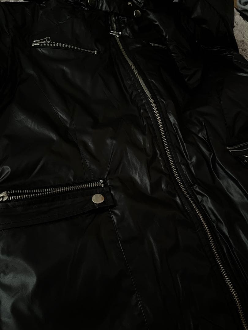 FUGA ファー ライダース 光沢 ナイロン ジャケット archive 中綿