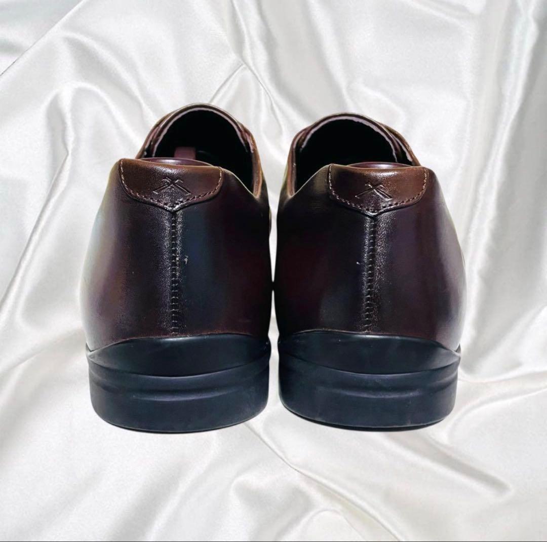 【山陽山長】美品 ストレートチップ 外羽根 レースアップ クッションソール 茶