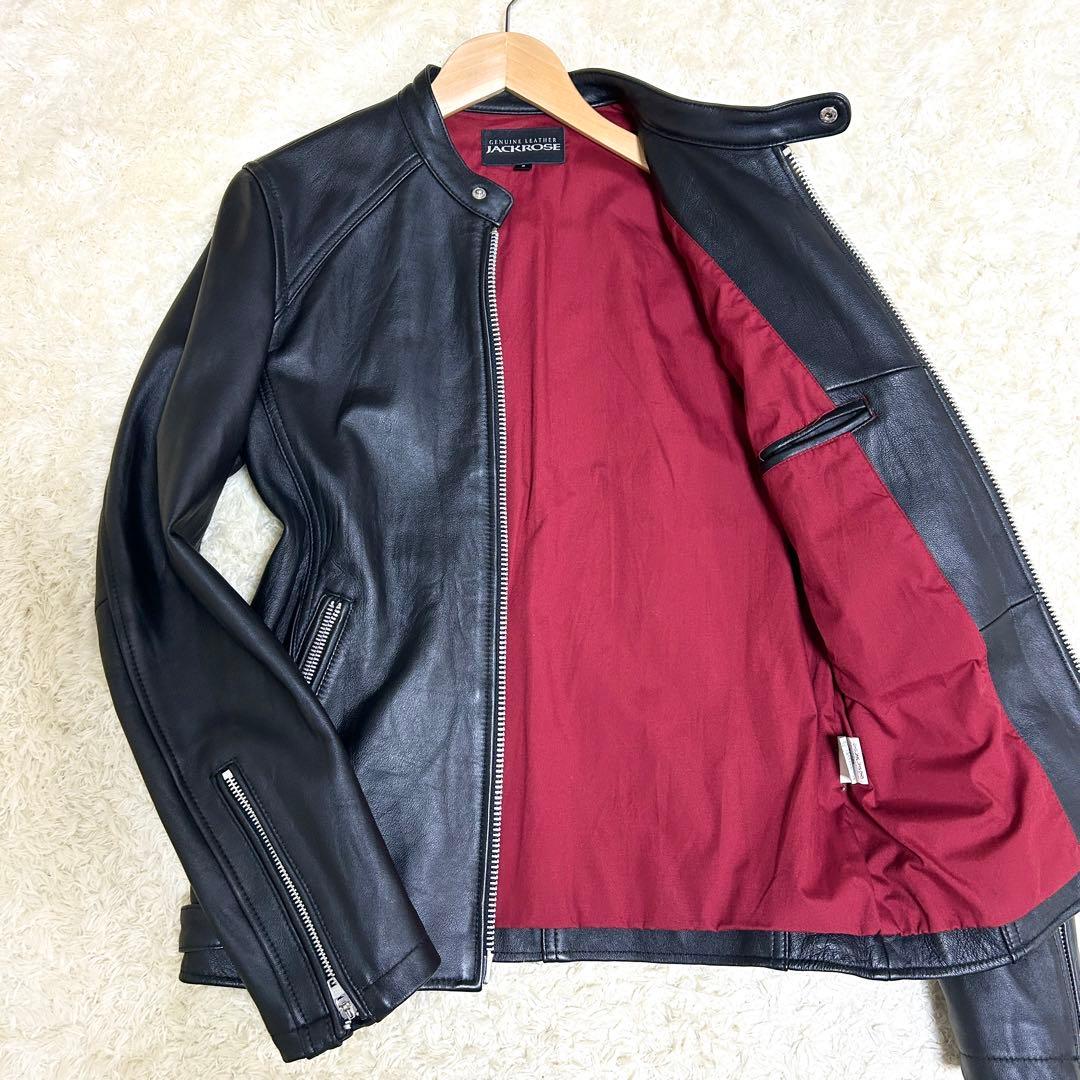 美品✨ JACKROSE シングルライダース ラムレザー ブラック 裏地赤