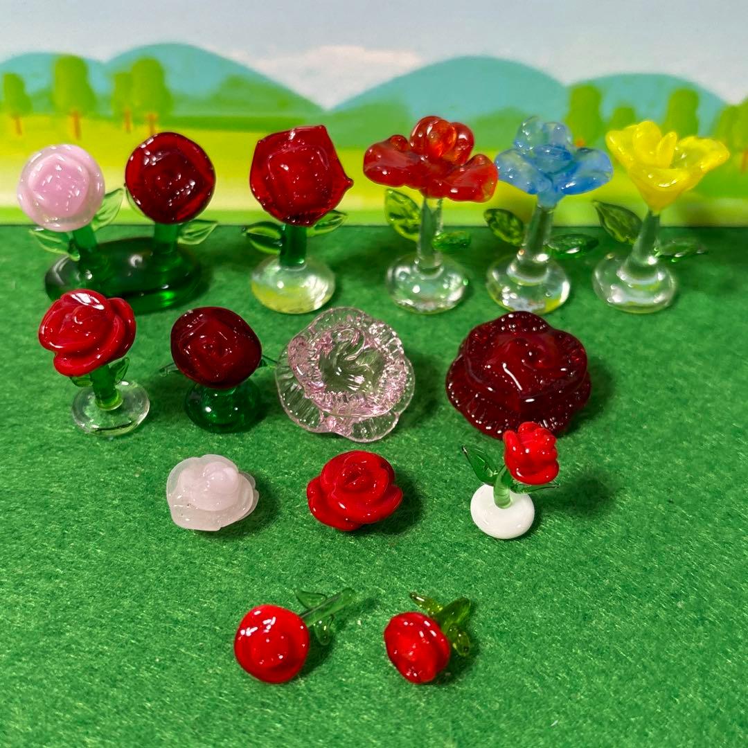 バラ　ガラス細工　ミニチュア