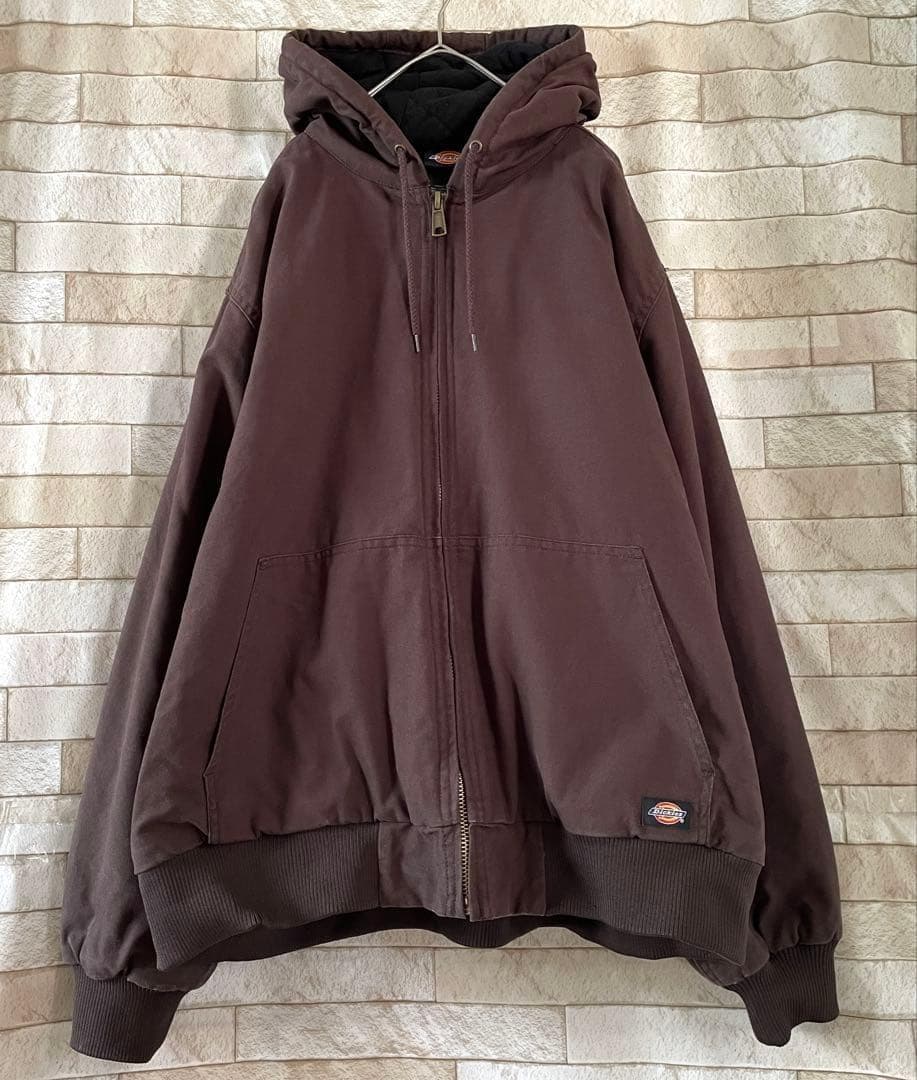 ディッキーズ アクティブジャケット 裏地フリース 刺繍ロゴ ブラウン 2XL