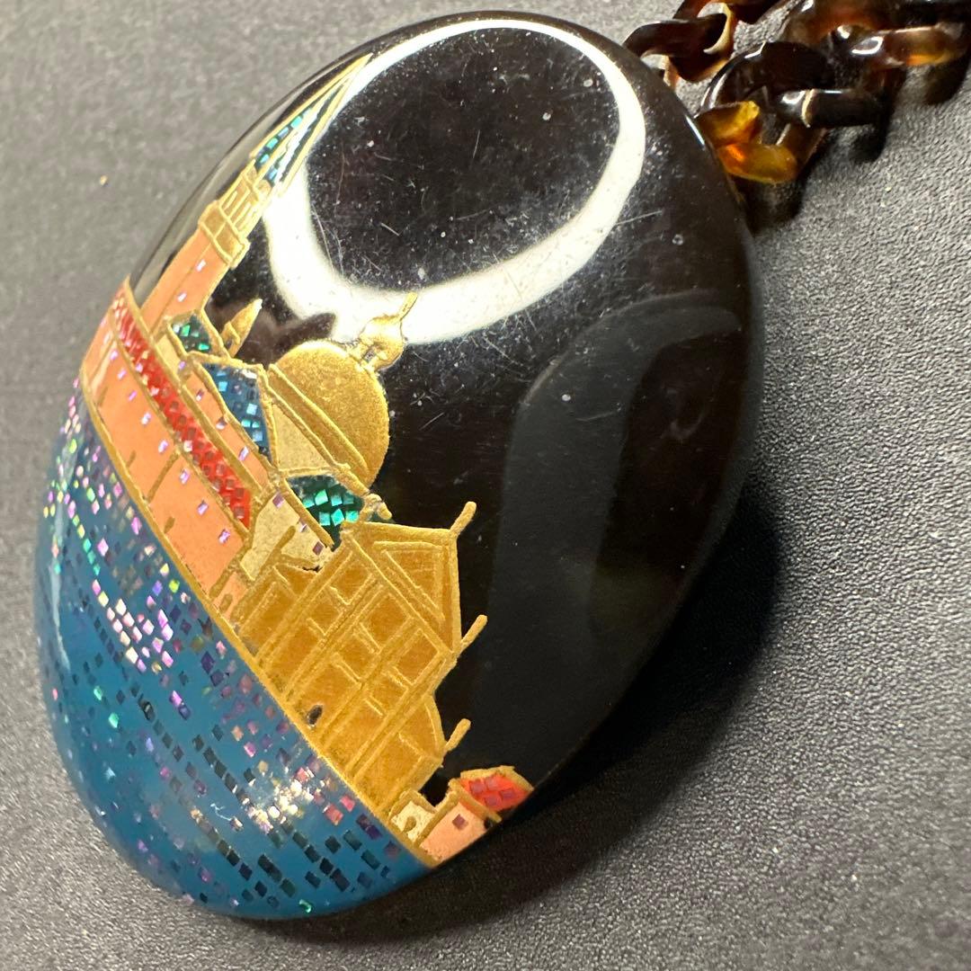 【vintage】川崎川光　作家もの　螺鈿細工　本鼈甲　ブローチ　ペンダント