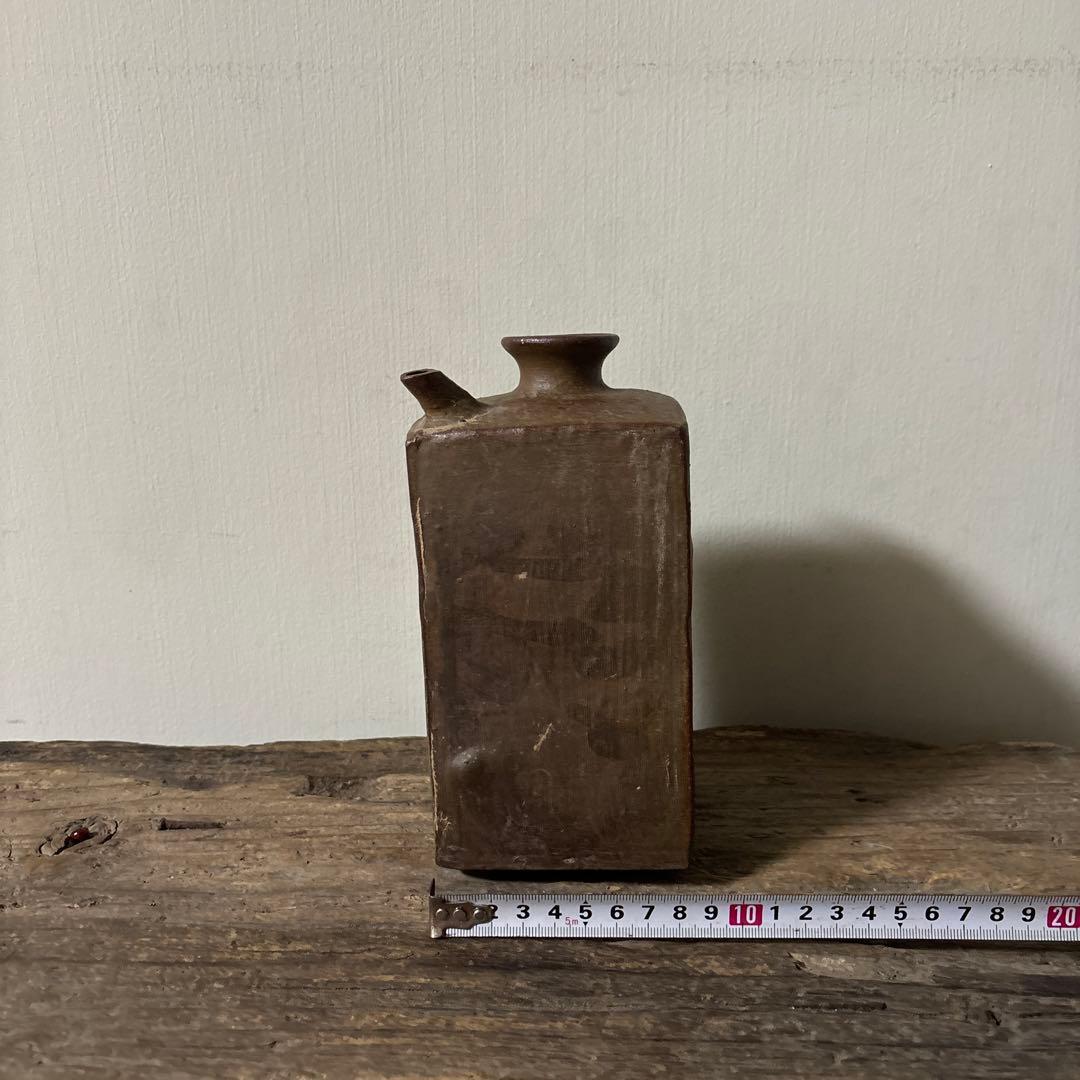 四方型徳利 江戸末期　古備前　酒器 花器　古道具 アンティーク 古民芸　検:李朝