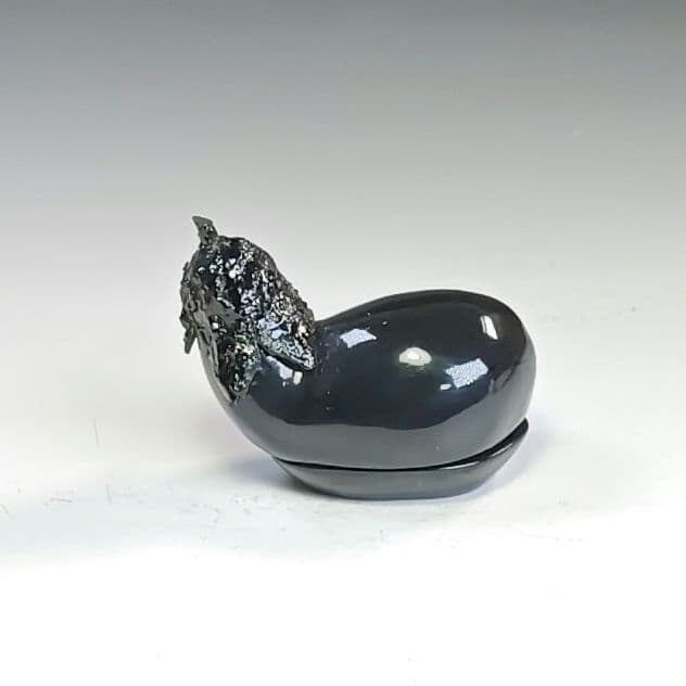 イ814 香合『中條峰雄』『茄子　漆塗　香合　共箱』茶道具