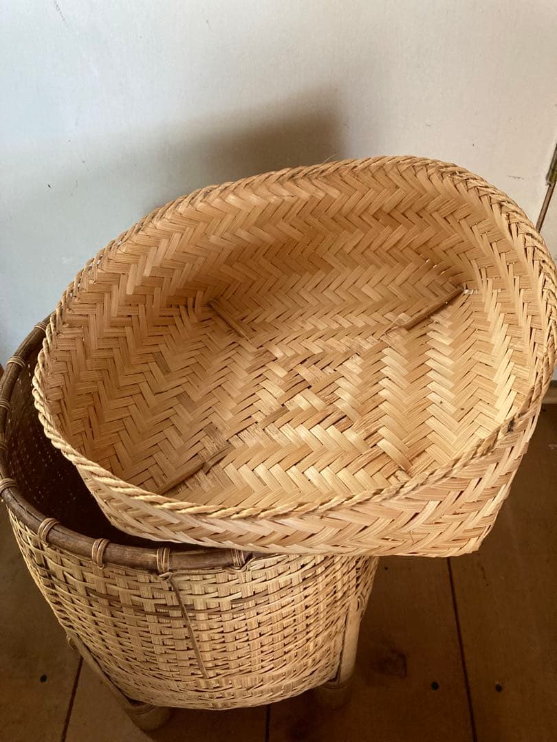 激レア！竹製 収納バスケット　 タイ北部　民族工芸品　美品！希少