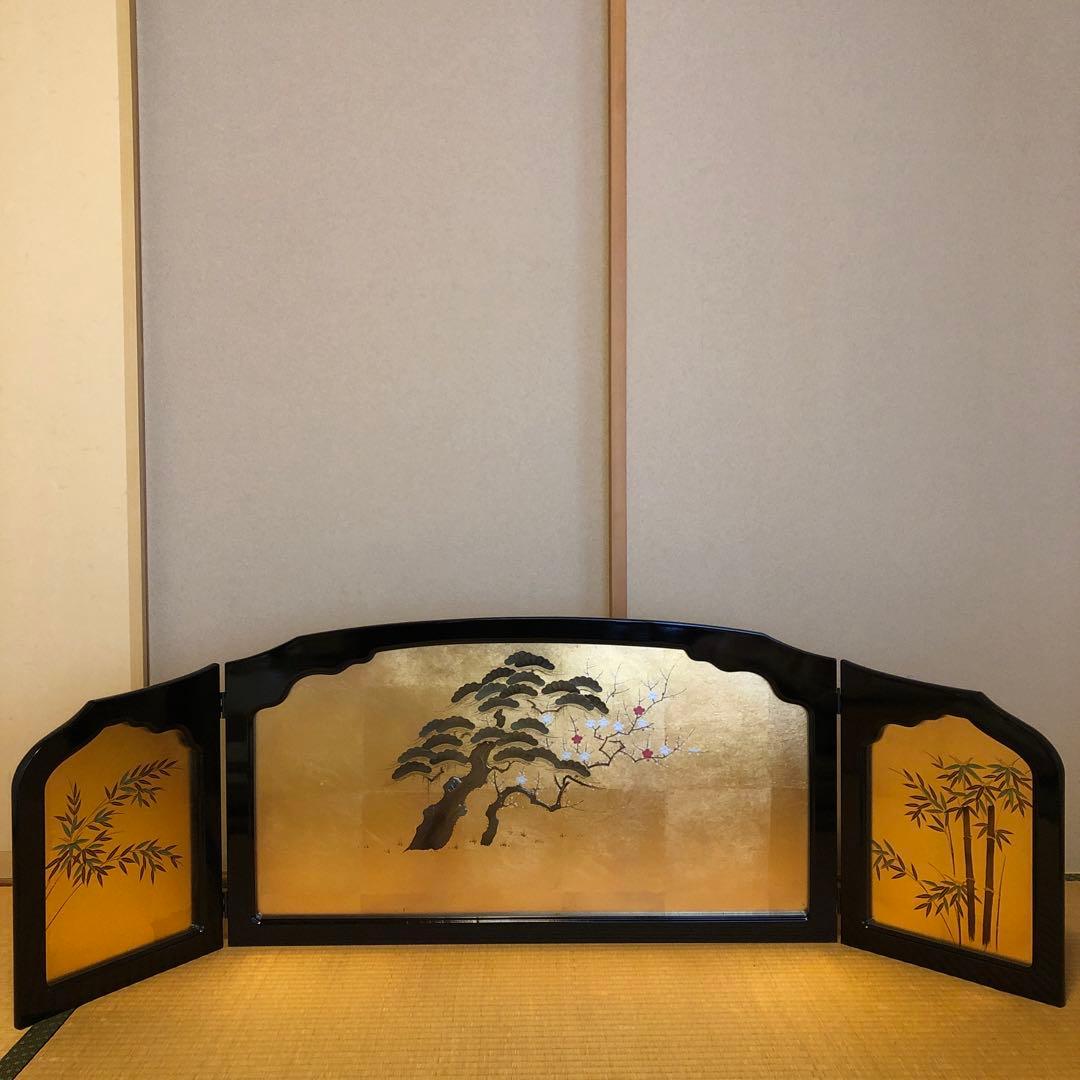 Luna専用屏風　松竹梅　伝統工芸品金沢金箔